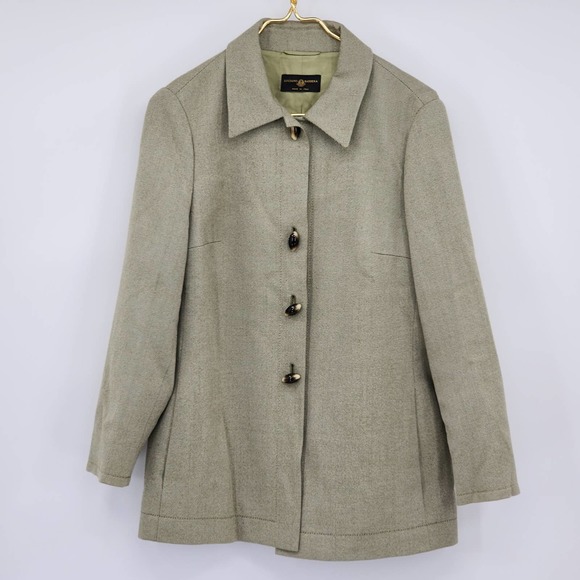 Luciano Barbera Wool Blend Blazer Coat Green Women's Size 12 - Picture 1 of 8